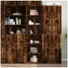 Image de Buffet haut chêne fumé 50x41x185 cm bois d ingénierie