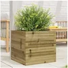 Image de Jardinière 50x50x45,5 cm bois de pin imprégné, jardinière d'extérieur, bac à fleurs, boîte à plantes, jardinière de 847247