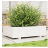 Image de Jardinière blanc 90x60x26,5 cm bois de pin massif, jardinière d'extérieur, bac à fleurs, boîte à plantes, jardinière 847344