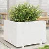 Image de Jardinière blanc 70x70x49,5 cm bois de pin massif, jardinière d'extérieur, bac à fleurs, boîte à plantes, jardinière 847364
