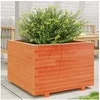 Image de Jardinière cire marron 70x70x49,5 cm bois de pin massif