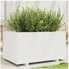 Image de Jardinière blanc 90x60x49,5 cm bois de pin massif, jardinière d'extérieur, bac à fleurs, boîte à plantes, jardinière 847384