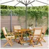 Image de Ensemble à manger de jardin 5 pcs beige tissu et bois massif, ensemble à manger d'extérieur, meuble de salle à manger 3281703