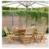 Image de Ensemble à manger de jardin 7 pcs beige rotin et bois massif, ensemble à manger d'extérieur, meuble de salle à manger 3281708