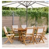 Image de Ensemble à manger de jardin 7 pcs blanc crème tissu bois massif, ensemble à manger d'extérieur, meuble de salle à 3281712