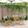 Image de Ensemble de bistro 3 pcs bleu et blanc tissu et bois massif, ensemble de bistro de jardin, ensemble de balcon, 3281753