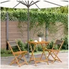 Image de Ensemble de bistro 3 pcs gris polypropylène et bois massif, ensemble de bistro de jardin, ensemble de balcon, 3281758
