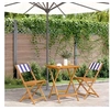 Image de Ensemble de bistro 3 pcs bleu et blanc tissu et bois massif, ensemble de bistro de jardin, ensemble de balcon, 3281765