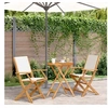 Image de Ensemble de bistro 3 pcs blanc crème tissu et bois massif, ensemble de bistro de jardin, ensemble de balcon, ensemble 3281796