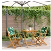 Image de Ensemble de bistro 3 pcs motif de feuilles tissu et bois massif, ensemble de bistro de jardin, ensemble de balcon, 3281812