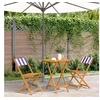 Image de Ensemble de bistro 3 pcs bleu et blanc tissu et bois massif, ensemble de bistro de jardin, ensemble de balcon, 3281849