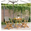 Image de Ensemble de bistro 3 pcs gris résine tressée et bois massif, ensemble de bistro de jardin, ensemble de balcon, 3281851