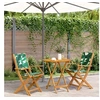 Image de Ensemble de bistro 3 pcs motif de feuilles tissu et bois massif, ensemble de bistro de jardin, ensemble de balcon, 3281860