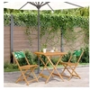Image de Ensemble de bistro 3 pcs motif de feuilles tissu et bois massif, ensemble de bistro de jardin, ensemble de balcon, 3281872