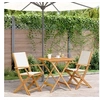 Image de Ensemble de bistro 3 pcs blanc crème tissu et bois massif, ensemble de bistro de jardin, ensemble de balcon, ensemble 3281880