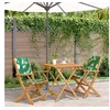 Image de Ensemble de bistro 3 pcs motif de feuilles tissu et bois massif, ensemble de bistro de jardin, ensemble de balcon, 3281884