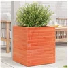 Image de Jardinière cire marron 40x40x46 cm bois de pin massif, jardinière d'extérieur, bac à fleurs, boîte à plantes, 3282401