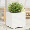 Image de Jardinière blanc 50x50x49,5 cm bois de pin massif