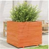 Image de Jardinière cire marron 80x80x72 cm bois de pin massif