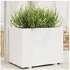 Image de Jardinière blanc 90x60x72 cm bois de pin massif, jardinière d'extérieur, bac à fleurs, bac à tomates, jardinière de 3282645