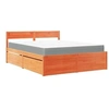 Image de Lit 205.5 x 165.5 x 78 cm en cire sommier a lattes pour 2 personnes de couleur