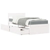 Image de Lit avec tiroirs et matelas blanc 90x200 cm bois massif de pin, meuble de chambre à coucher, lit en bois, lit avec 3281908