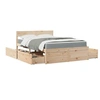 Image de Lit 195.5 x 145.5 x 78 cm en bois sommier a lattes pour 2 personnes de couleur