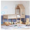 Image de Lit haut avec toit 90x190 cm bois de pin massif, lit, cadre de lit, lit mezzanine, meuble de chambre à coucher, 3282016