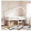 Image de Lit haut avec toit blanc 75x190 cm bois de pin massif, lit, cadre de lit, lit mezzanine, meuble de chambre à coucher, 3282062
