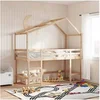Image de Lit superposé et échelle et toit 80x200 cm bois de pin massif, lit intermédiaire, lit mezzanine avec échelle, lit 3282072