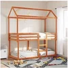 Image de Lit superposé avec toit cire marron 90x200cm bois de pin massif, lit, cadre de lit, lit mezzanine, meuble de chambre, 3282118