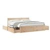 Image de Cadre de lit avec tiroirs 200x200 cm bois massif de pin, meuble de chambre à coucher, sommier, lit en bois, lit, lit 3282336