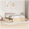 Image de Cadre de lit avec tiroirs 120x190 cm bois de pin massif, meuble de chambre à coucher, sommier, lit en bois, lit, lit 3282360