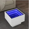 Image de Table d'appoint avec LED blanc 40x40x30 cm bois d'ingénierie, bout de canapé, table de canapé, table de salon, table 847497