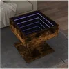 Image de Table basse avec LED chêne fumé 50x50x45 cm bois d ingénierie