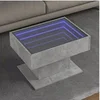 Image de Table basse avec LED gris béton 70x50x45 cm bois d'ingénierie, table d'appoint, table de salon, table latérale, bout 847535