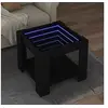 Image de Table basse avec LED noir 53x53x45 cm bois d'ingénierie, table d'appoint, table de salon, table latérale, bout de 847540