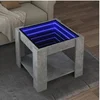Image de Table basse avec LED gris béton 53x53x45 cm bois d'ingénierie, table d'appoint, table de salon, table latérale, bout 847542