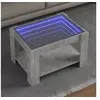 Image de Table basse avec LED gris béton 73x53x45 cm bois d'ingénierie, table d'appoint, table de salon, table latérale, bout 847549