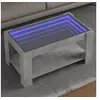Image de Table basse avec LED gris béton 93x53x45 cm bois d'ingénierie, table d'appoint, table de salon, table latérale, bout 847556