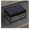 Image de Table basse avec LED infini noir 70x50x41 cm, table d'appoint, table de salon, table latérale, bout de canapé, table 847682