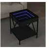 Image de Table basse avec LED Infinity noir 40x40x49 cm, table d'appoint, table de salon, table latérale, bout de canapé, 847692