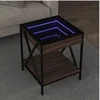 Image de Table basse avec LED Infinity chêne marron 40x40x49 cm, table d'appoint, table de salon, table latérale, bout de 847696
