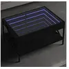 Image de Table basse avec LED infini noir 70x50x38 cm, table d'appoint, table de salon, table latérale, bout de canapé, table 847702