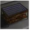 Image de Table basse avec LED Infinity chêne fumé 70x50x38 cm, table d'appoint, table de salon, table latérale, bout de 847704