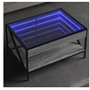 Image de Table basse avec LED infini sonoma gris 70x50x38 cm, table d'appoint, table de salon, table latérale, bout de canapé, 847705