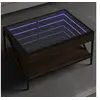 Image de Table basse avec LED infini chêne marron 70x50x38 cm, table d'appoint, table de salon, table latérale, bout de 847706