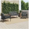 Image de Ensemble de meubles de balcon avec coussins 3 pcs noir acier, ensemble de meubles d'extérieur, ensemble de balcon de 3283635