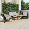 Image de Ensemble de meubles de balcon avec coussins 5 pcs noir acier, ensemble de meubles d'extérieur, ensemble de balcon de 3283638