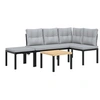 Image de Ensemble de banc de jardin avec coussins 4 pièces noir